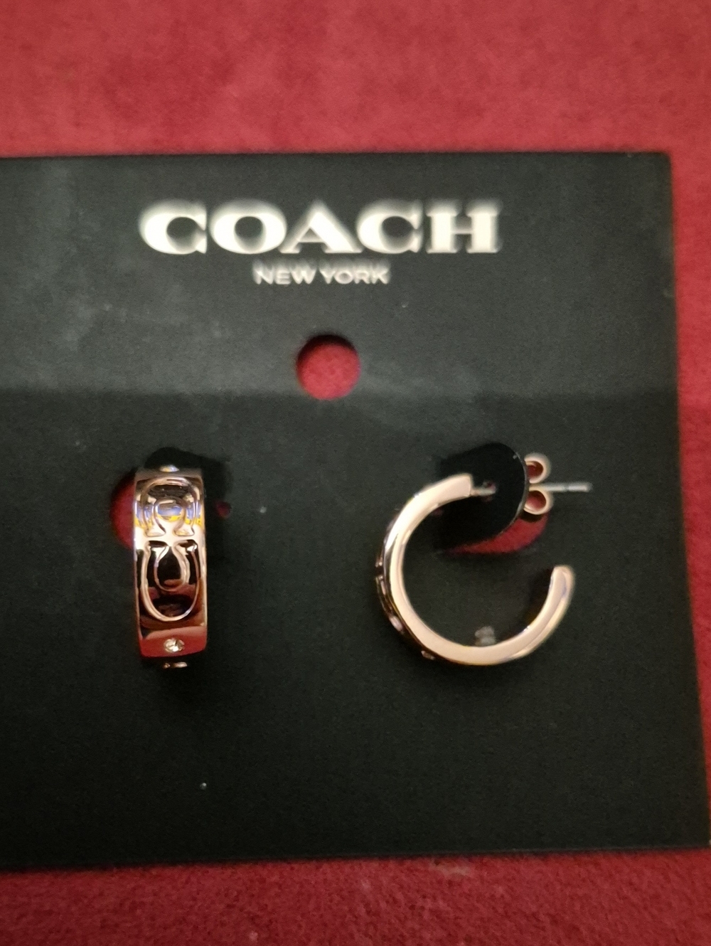 Coach Signature Huggie Earrings in Rose Gold